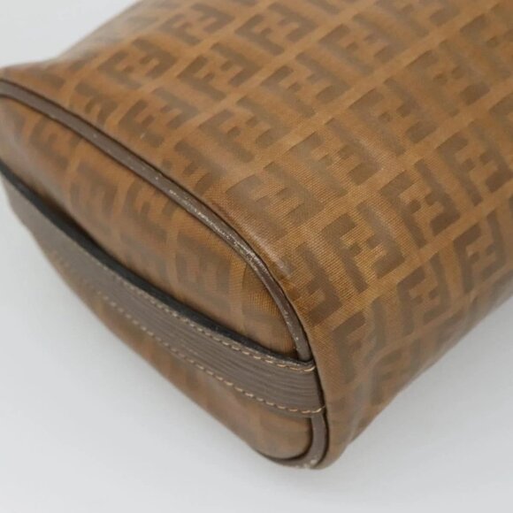 FENDI Zucchino Canvas Clutch Bag PVC Vintage Beige Auth am8012 - Picture 10 of 16